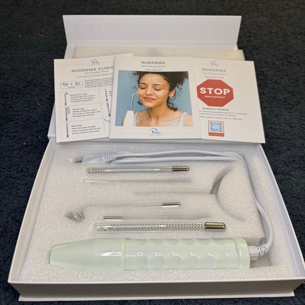 NuDerma Clinical Skin Therapy Wand - Portable Skin Therapy Machine w 6 Fusion - Picture 2 of 5